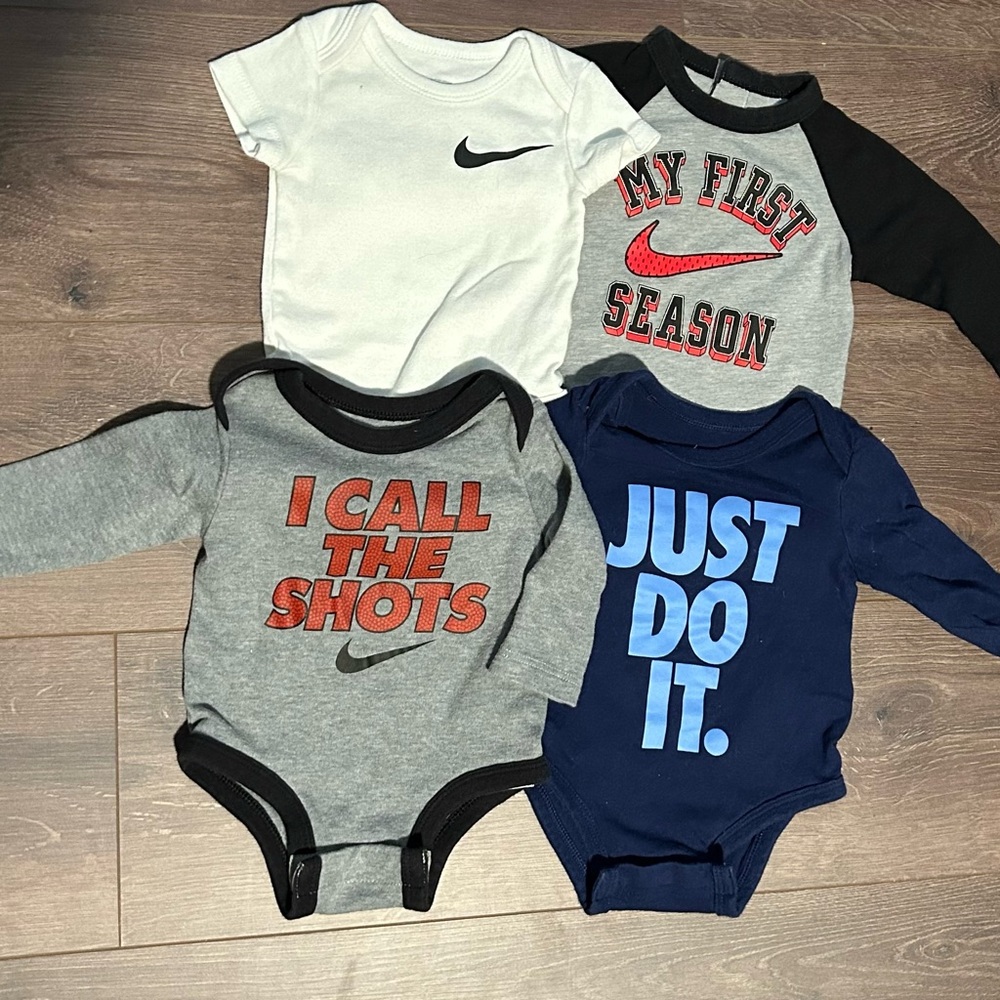 Nike Kids One Piece Bodysuit Set - Black, Gray, Blue, White